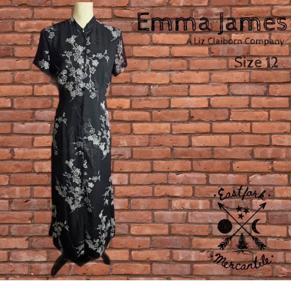 Emma James Mandrin Collared Front Button "Blossom" Floral Dress, Ladies 12